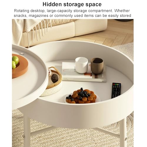Table centrale ronde moderne à couvercle rotatif gain de place - 6