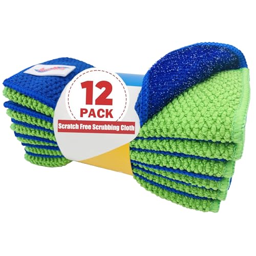 Pacote com 12 panos de limpeza de pratos de microfibra, sem arran...
