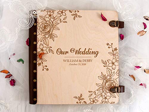 Wedding-Photo-Album-Personalized-Photo-Album-Rustic-Wedding-Gift-for-Couple-Wooden-Photo-Album-Custom-Unique-Photo-Book-Memory-Scrapbook-Album-Palisander-dark-wood