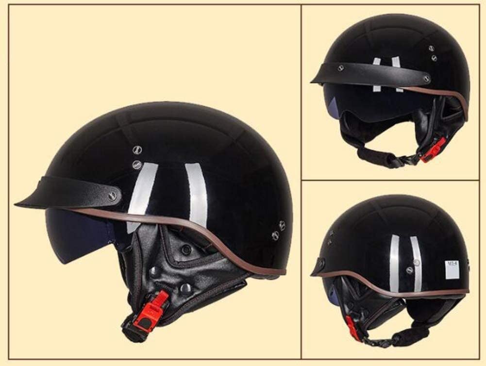 Motorhelm, Retro Lederen Dunne Schedelkap Halve Helm Voor Volwassen