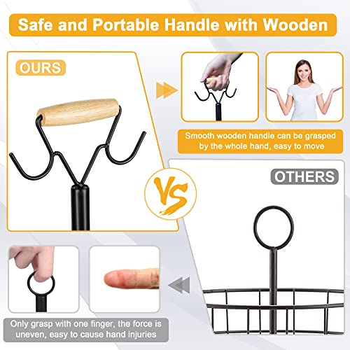 Etechmart Fruit Basket, Vegetables Countertop Bowl Storage With Banana Hanger, Detachable Bread, Snacks Baskets Holder Large Capacity Fruit Tray (Bamboo&Iron - 2 Tier) #TOP1