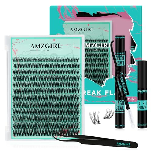 Lash Clusters Kit Flora 144PCS Eyelash Extension Kit with Lash Bond and Seal Eyelash Glue Remover and Applicator Natural Lashes Premium Wide Stem Eyelashes Cluster Kit(Violet D-Mix8-18mm)