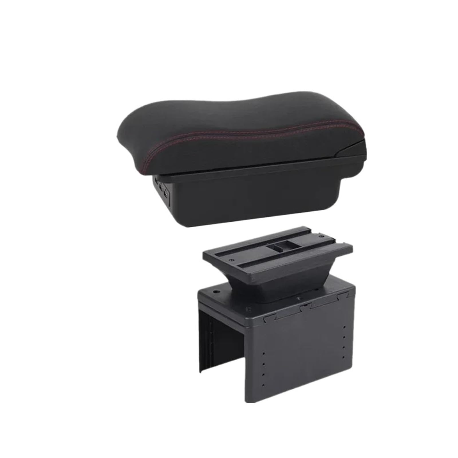 OOPUHKSY Car Armrest Storage Box Interior For Ford For Fiesta MK8 Car Accessories Armrest Box(B2 red line 3USB)