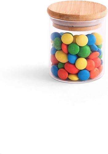 Miniatura 1 de OIKOS Juego de tarros de almacenamiento de vidrio hermético con tapa de bambú | Tarros de caramelo, tarros multiusos de vidrio de cocina para café,