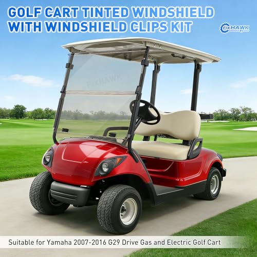 FIXHAWK Golf Cart Windshield Suitable for 2007-2016 Yamaha G29/Drive Gas & Electric Models, Foldable G29 Golf Cart Windshield Replacement with Hinges- PC UV Resistant (Tinted ) by FIXHAWK - Used condition - Image 6