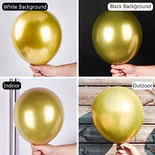 Image of PartyWoo Gold Balloons 100pcs 12 Inch Gold Latex Helium Balloons for Birthday Wedding Anniversary Baby Shower Graduation Bachelorette Retirement Engagement Tea Casino Disco Party Decorations Gold-G101