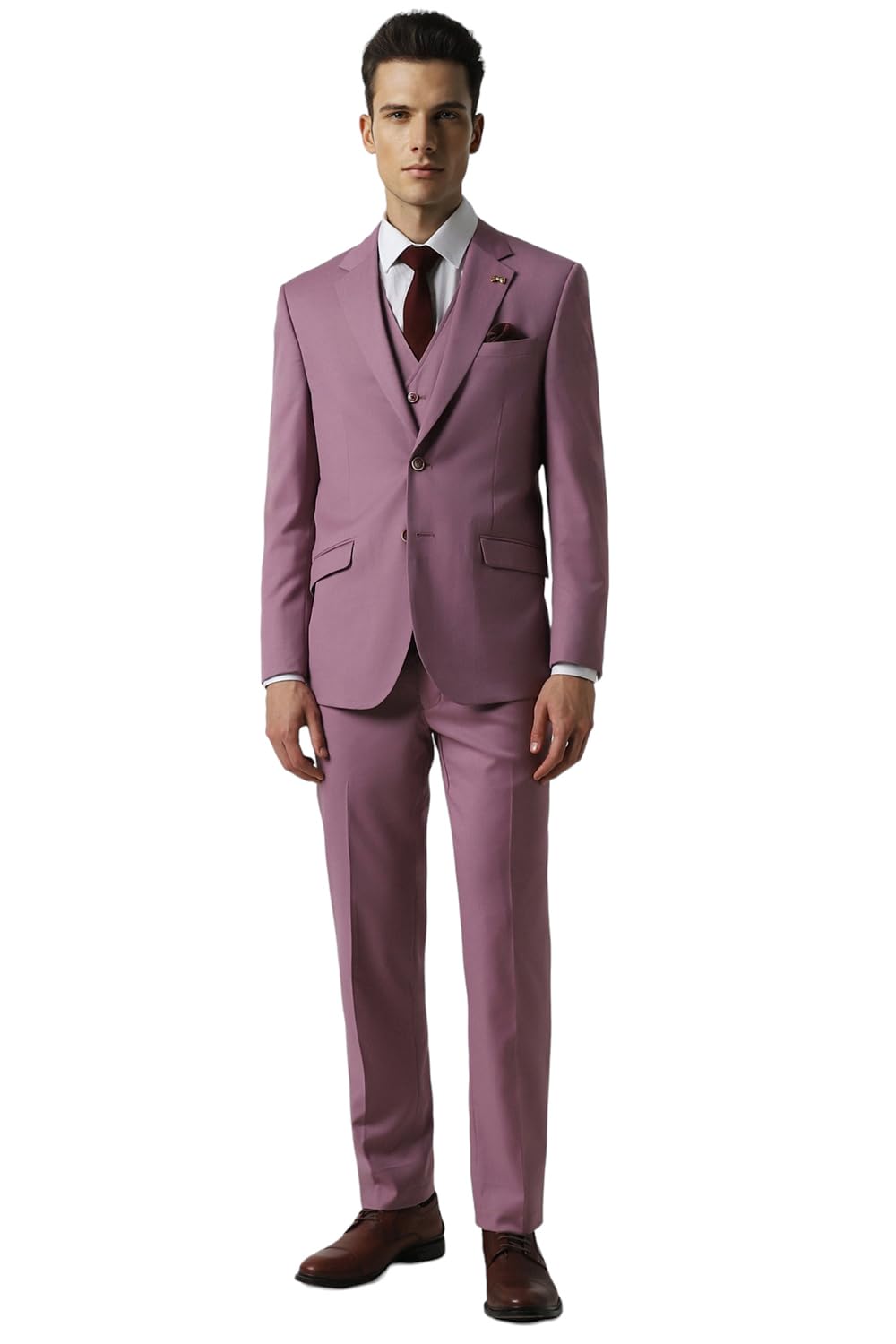 Men's Polyester Blend Three Piece Suit-Dress Set