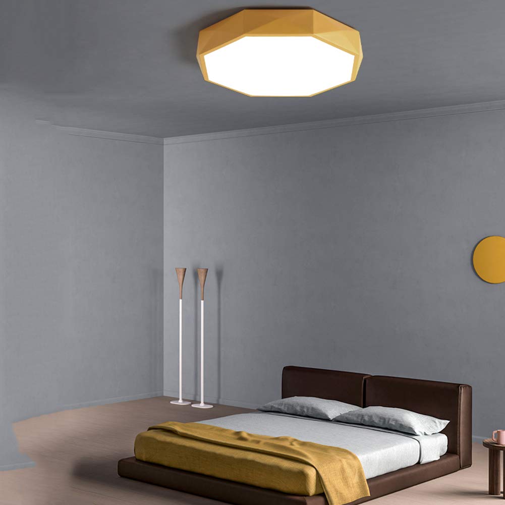 Amarillo Led Lámpara De Techo Accesorio Moderno Metal Base Plafon Led Techo Con Remoto Regulable Plafon Led Techo Para Pasillo Escalera Casa Cocina Porche Entrada-Luz cálida 40cm