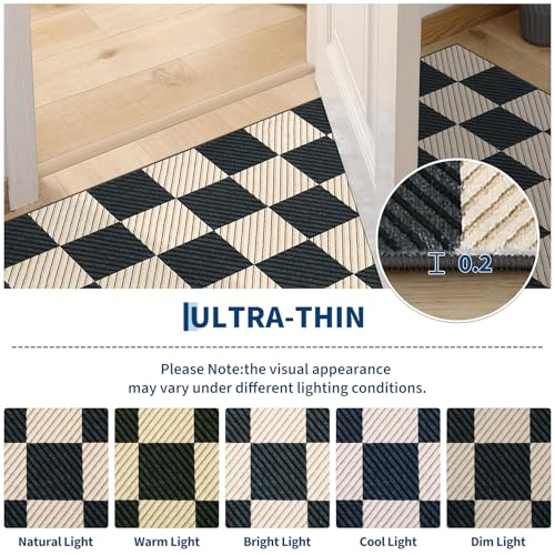 Image of Garvee 5x7 Black and Brown Checkered Rug for Living Room, Washable Rugs 5x7 Non Slip Soft Low Pile Geometric Print Plaid Area Rug for Dining Room Bedroom Nursery Office Playroom Carpet