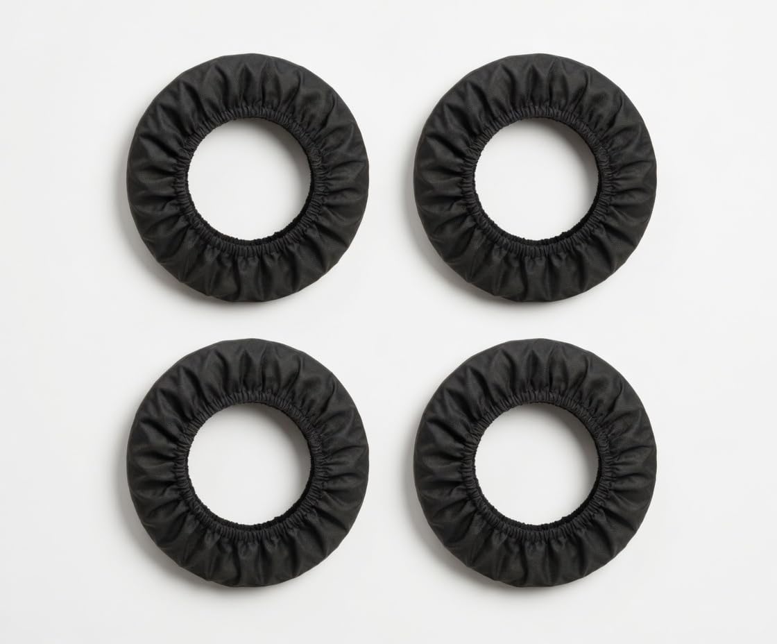 2X Pram Buggy Wheel Covers – Black Waterproof Pushchair Stroller Wheel Protectors – Floor Protection Covers for Indoor Use, Fits 12-25cm Wheels (4 pcs Big (18 to 25cm)) — image 1