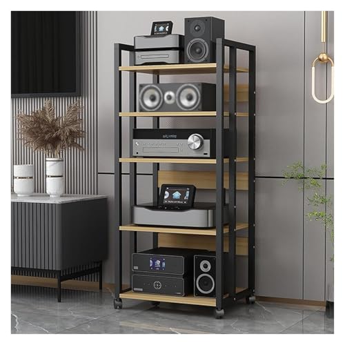 Generico Supporto multimediale Indipendente Robusto per l'intrattenimento Domestico, Contenitore per componenti Audio per Giradischi, Altoparlanti e amplificatori - Design Elegante e salvaspazio