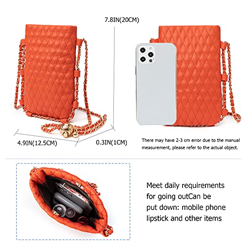 Image of myfriday Mini Quilted Crossbody Purse, Chain Strap Summer Shoulder Bag | Metal ball chain adjuster, snap closure and lightweight phone pouch add cute summer carry for holidays and shopping