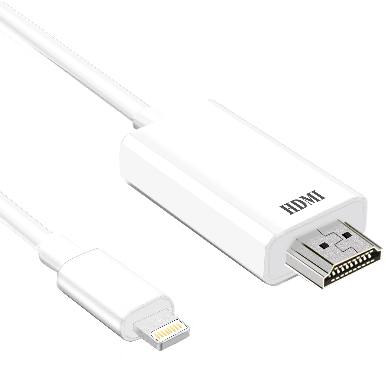 Lightning to HDMI Cable for iPhone to TV, iPhone to HDMI Adapter Compatible with 1080P Digital AV Sync Screen Connector on HDTV/Monitor/Projector（6.6ft）