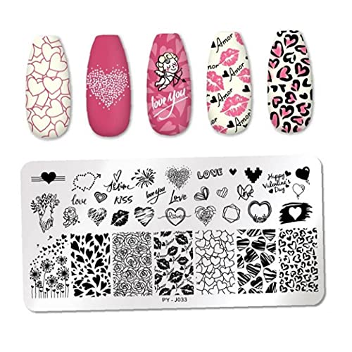 TOSSPER 1set Nail Stamping Plates Valentinstag Liebe Rose Blumen-Edelstahl-stempelplatte Nail Design Stencil Werkzeuge – Bild 5
