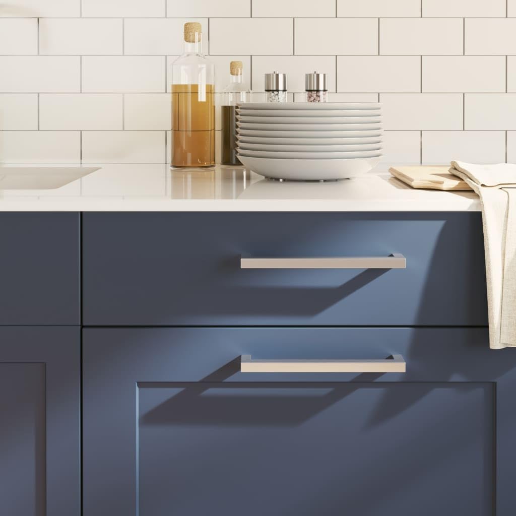 20 maniglie per mobili in acciaio inox, colore argento, 192 mm, per armadio, cassetto, porta, cassettiera, cucina, bagno, design moderno a tubo quadrato per montaggio con viti