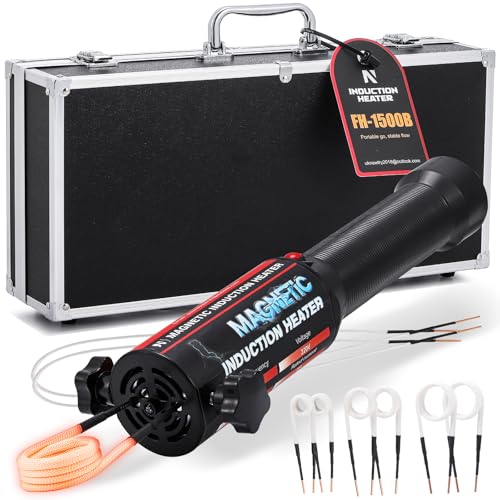 NEWTRY Magnetic Induction Heater Kit, 1500w Hand‑held Electromagnetic Flameless Bolt Heating Rusty Nuts Removal Tool with 8 Coils for Car Repair Garage Workshops, 220V