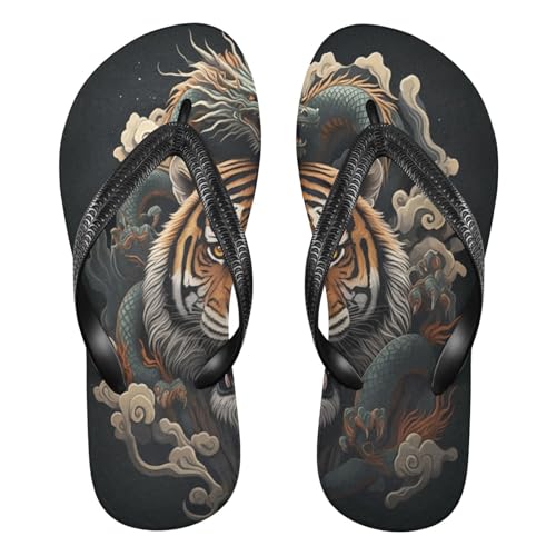 STAYTOP Tiger and Dragon Flip Flops Sandals of Men's & Women's,Sandals Beach Slippers Shower Slides