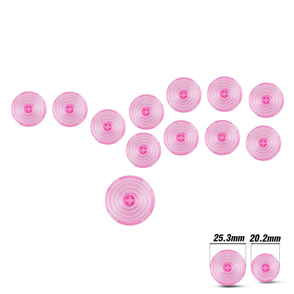 Hitbox Button Caps, Arcade Stick Replacement Button Caps for Mechanical PushButtons, for Kailh/Cherry/TTC/Akko Switches Caps, Arcade Button Accessories (Pink Button Caps 12pcs 24mm + 1pcs 30mm)