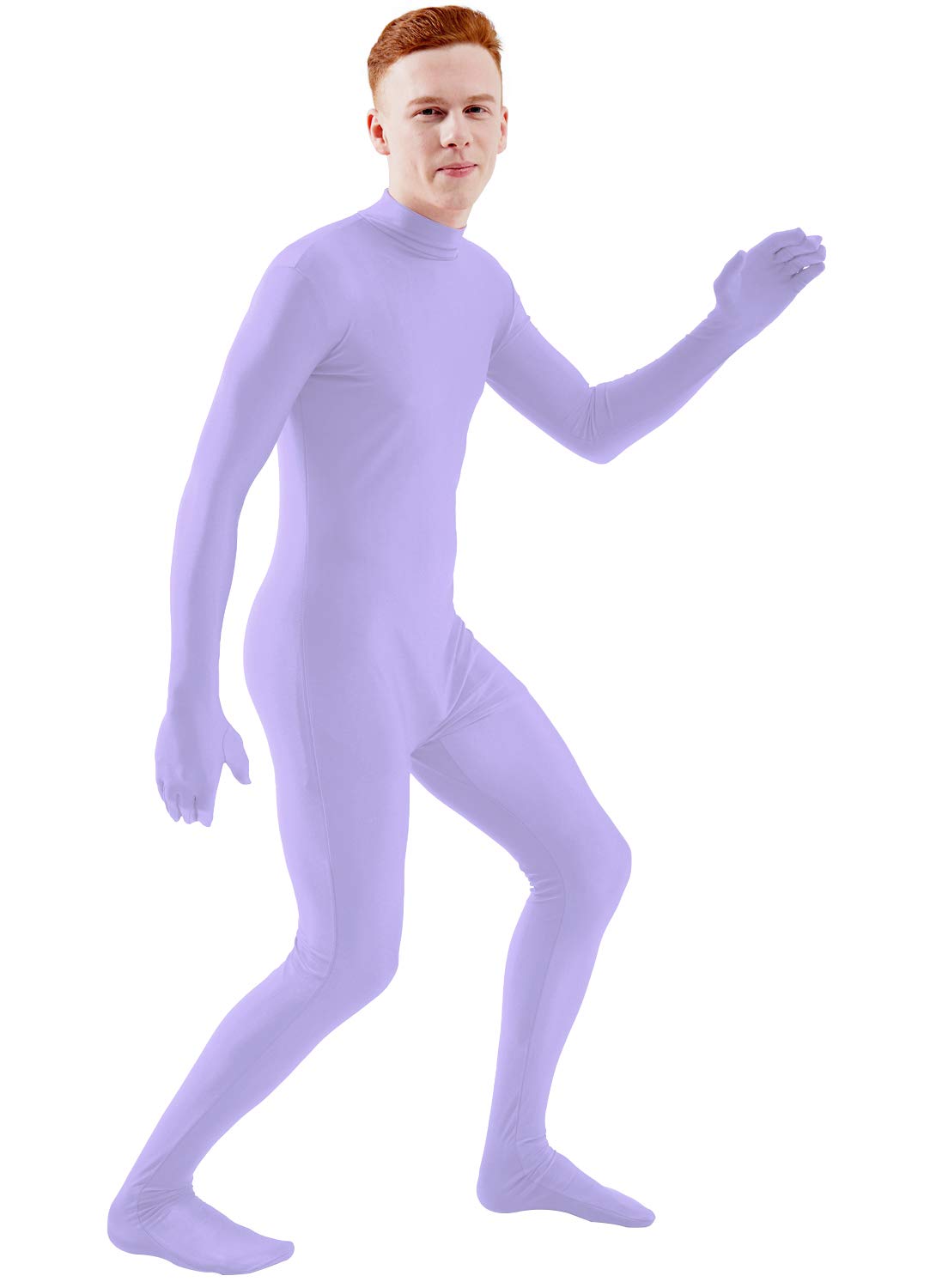 Ensnovo Mens Mock Neck Full Body Unitard Spandex Zentai Suits Costumes