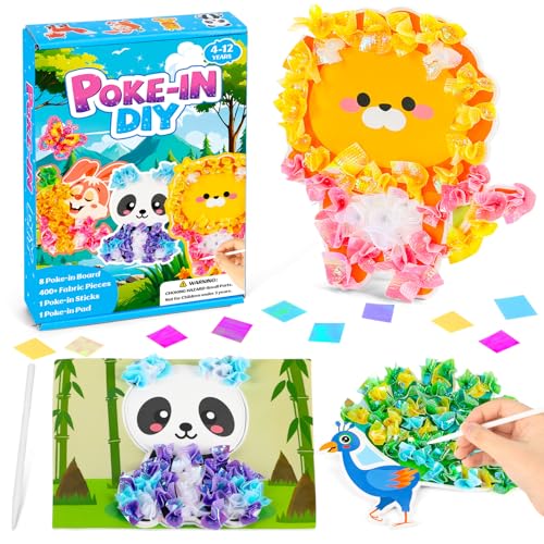 Image of Lonfliness 8PCS Poke Craft Kit Easter Spring No-Mess Fabric Sewing Art Puzzle Puncture Painting Rabbit Animal Gift Creative Activity Game Birthday Party Favors