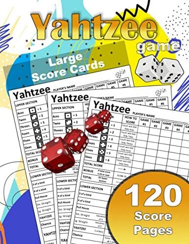large yahtzee game score cards large size 8 5x11 120 sheets sheets yahtzee score pads