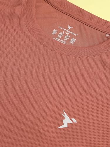 Image of TECHNOSPORT Men's Slim Fit Polyester Activewear Sports T-Shirt with Moisture-Wicking Comfort for Workout, Running & Gym