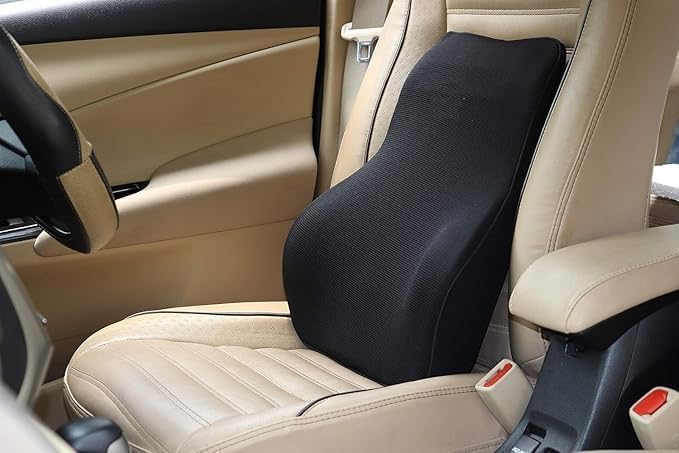 Image of Memory Foam Car Seat Back Support, Orthopedic Lumbar Back Rest for Back Pain Relief, Back Support Pillow for Office ChairCarBack Support Pillow,-Seat Cushion (Black, SEAT CUSION)
