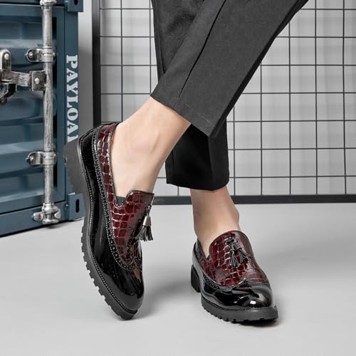 Men's Tassel Loafers Leather Wingtip Brogue Dress Shoes Casual Slip-On Business Work Office Shoes3