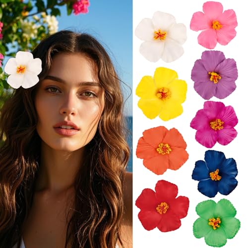Pinzas de pelo flor hawaiana, pack de 9 unidades miniatura 1