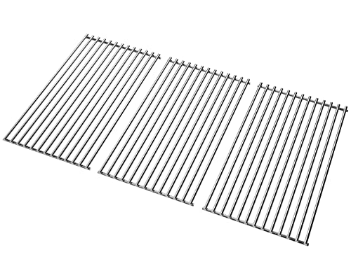 WELL GRILL 3 Stücke 41,5 x 23,5 cm Edelstahl Grillrost für Burnhard Big FRED Serie, und die meisten Gasgrill, Ø7 mm Massiver Rund BBQ Grill Rost, 70,5 x 41,5 cm