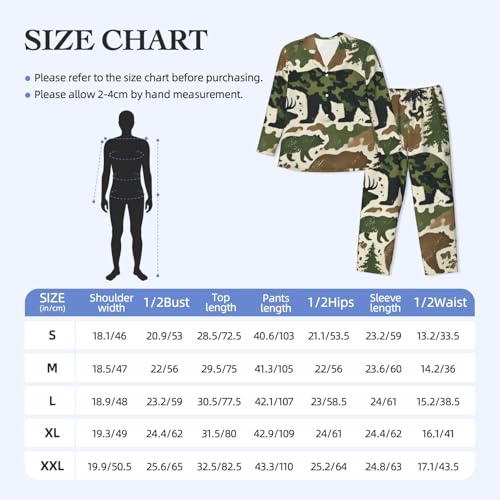 Mens Long Sleeves Pajama Set Bears-Camouflage-Funny Cozy Two-Piece Loungewear For Nighttime Comfort,Casual Wear2