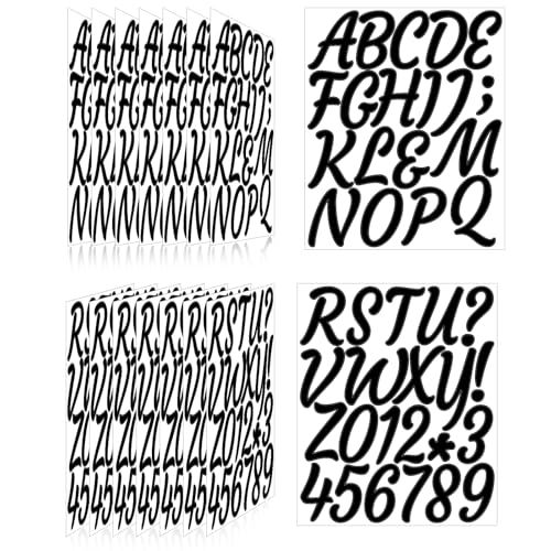 Image of 336 Pieces 16 Sheets Letter Stickers,Self Adhesive Waterproof Mailbox Numbers Stickers,Alphabet Decals for DIY,Bulletin Board,Window,Door,Sign,Bike,Car,Laptop,Scrapbook(Black, 3 Inch)