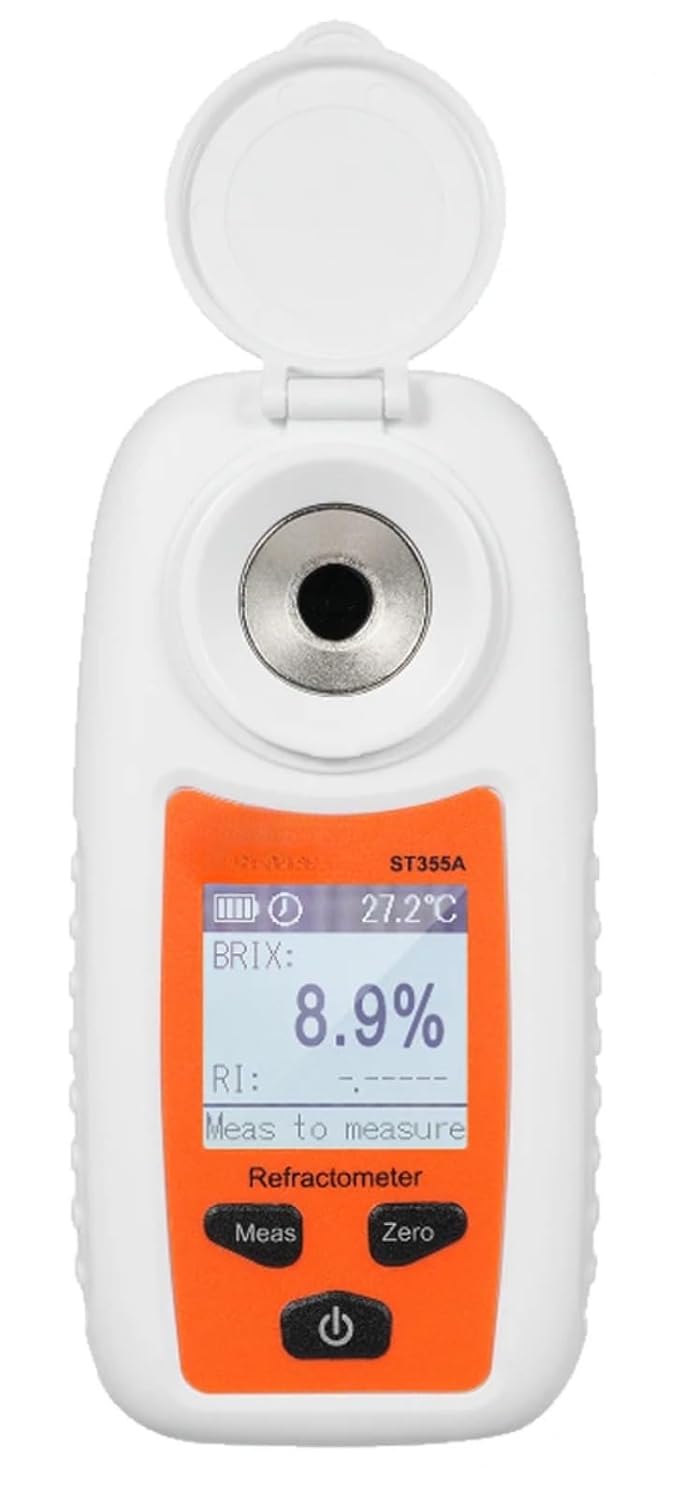 Digital LCD Brix Refractometer,Automatic Temperature Compensation,±0.2% Accuracy,0-55% Range,for Measuring The Sugar Content of Liquids in juices, Coffee, Beverages, Wine, and Beer