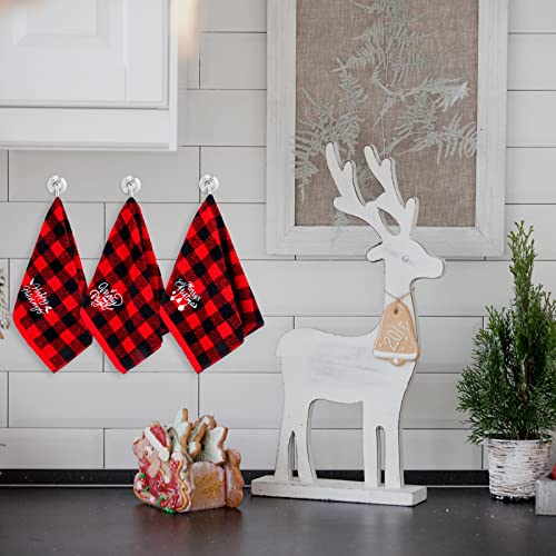 Mceast 3 Pack Christmas Hand Towels Red And Black Buffalo Plaid Christmas Soft Washcloths Pure Cotton Towels For Bathroom Kitchen Home And Xmas Decoration,18 X 14 Inches #TOP5