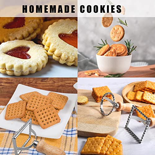 Ravioli Cutter, Stamp Maker Cutter & Pasta Cutter Wheel, 6 Pieces Cookie Mold With Wooden Handle, Cutter Set For Homemade Ravioli Cookie Biscuit Pasta Lasagna (6 Pcs) #TOP3