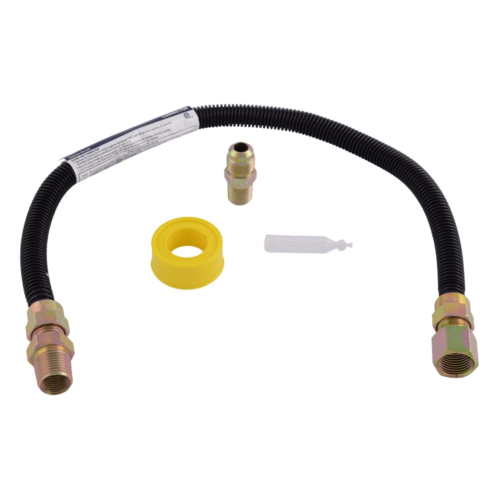 SET OF 2 Eastman 24 Inch x 1/2 Inch OD Gas Log Installation Kit with 3/8 Inch x 1/2 Inch MIP Fitting Ends for Natural Gas and Liquid Propane, Black, 20BE52515024K