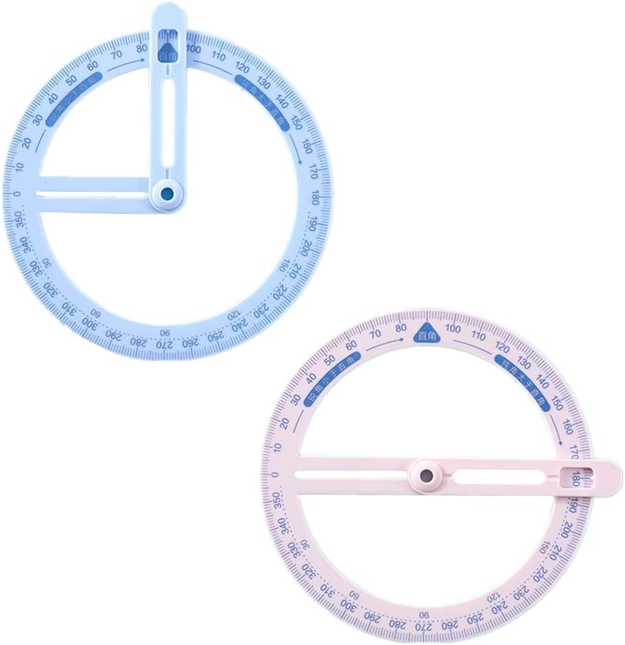 2PCS 360 Degree Circle Protractor Full Circle Protractor Plastic