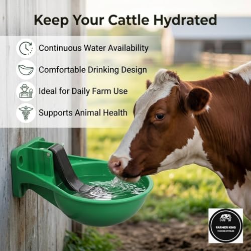 Image of Farmer King Automatic Water Bowl for Cows, Buffaloes & Horses | Auto Fill Livestock Water Drinker Feeder | Heavy Duty Farm Animal Drinking Bowl | Easy Install | Pack of 4