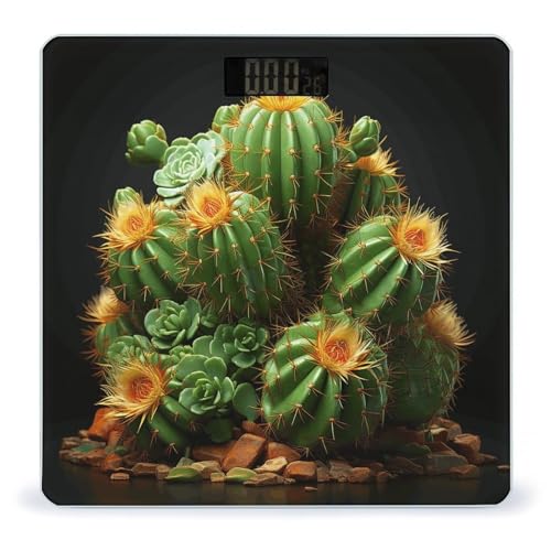 Báscula digital de baño con diseño de cactus y suculentas miniatura 1