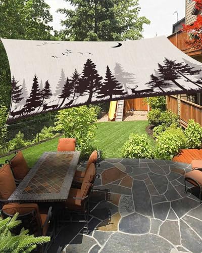 Boanket Sun Shade Sail 8' x 10', Black Forest Rectangular Waterproof Outdoor Sun Shades, Pastoral Deer Animals Silhouette Rustic Shade Cloth for Patio Deck Terrace Garden Lawns Beach Backyard