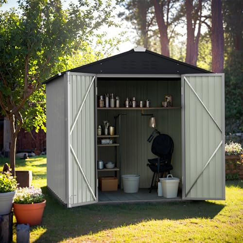 Image of Devoko 6x4 FT Outdoor Storage Shed, White