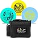Lightning Disc Golf Starter Set – 3 Discs & Fade Lite Shoulder Bag (Black) – Includes #2 Hookshot, Rubber Putter, #2 Driver (Sure Grip Plastic, Colors Vary) (Rubber Putter & #2 Driver Float on Water)