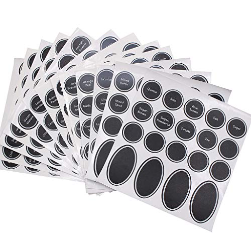 Skxinn 320 Pcs Printed Spice Jar and Pantry Label Set Chalkboard Round Stickers Write-on Labels Ausverkauf (Schwarz)