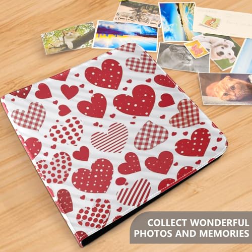Álbum de fotos DIY autoadhesivo Scrapbook FLildon rojo con corazones y diseño de cuadros Buffalo, 3 anillas, 40 páginas, 8x10 pulgadas para recuerdos miniatura 5