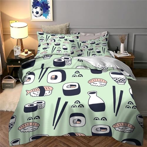 Parure de lit sushi microfibre ultra douce housse couette zip 140x200