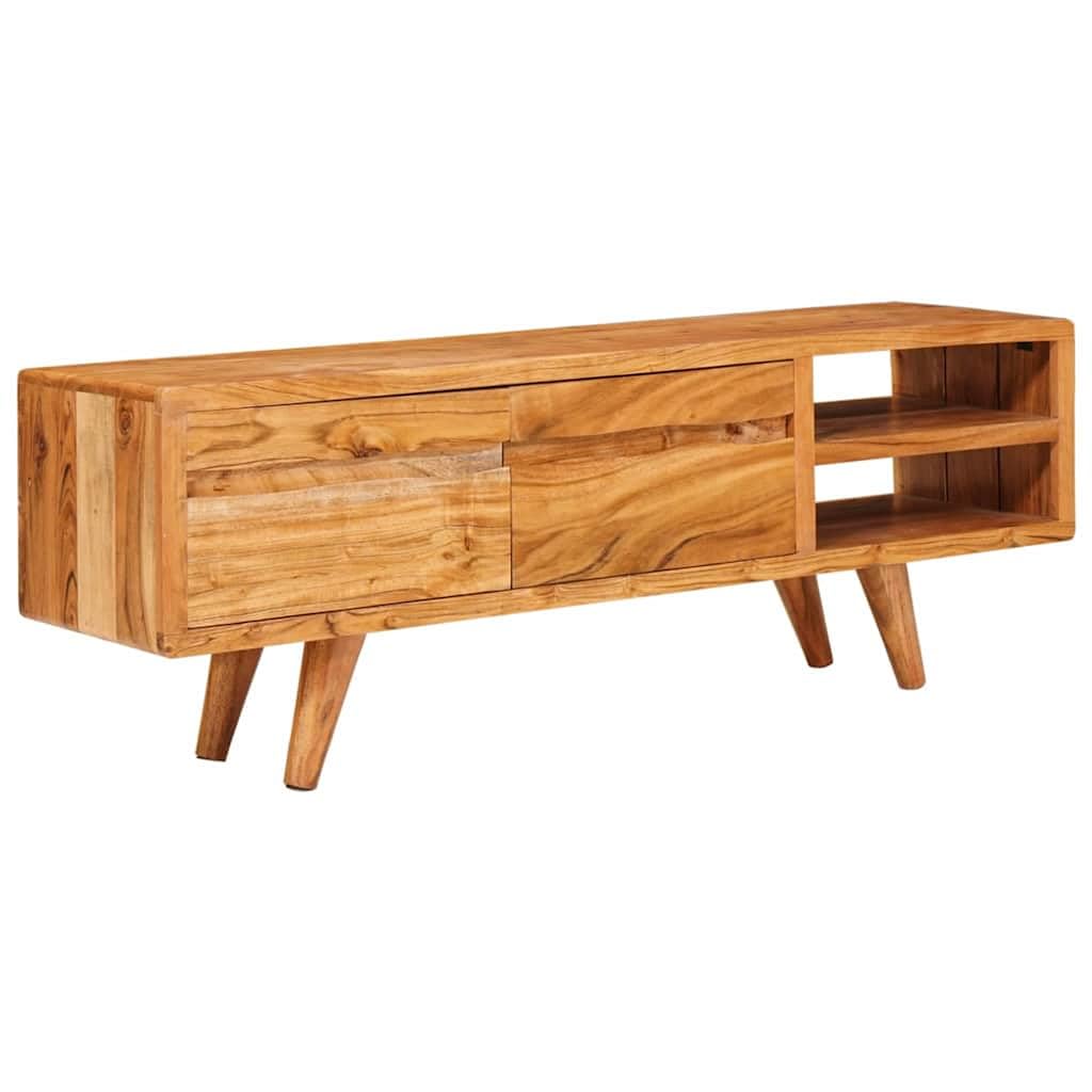 Mueble TV de madera de acacia maciza, marrón, 110 x 30 x 40 cm, color