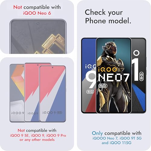 Image of newtechno Edge to Edge Tempered Glass For Iqoo Neo 7 Pro 5G, Iqoo Neo 7 5G, Iqoo 11 5G and Iqoo 9T 5G (6.78 Inch) With Easy Self Installation Kit For Smartphone (Black)