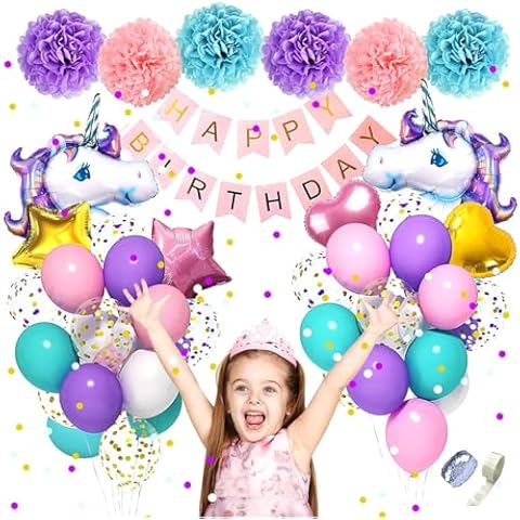 Deluisho Unicorn Birthday Party Decorations Set Cover