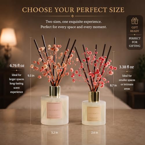 Image of COCORRINA Reed Diffuser - Sandalwood Rose 3.38 fl oz Reed Diffuser for Bedroom Bathroom Home Decor