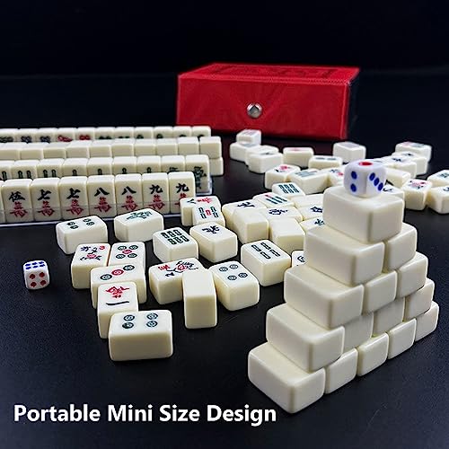 Mini Travel Mahjong Set, 144PCS Juego tradicional chino miniatura 3